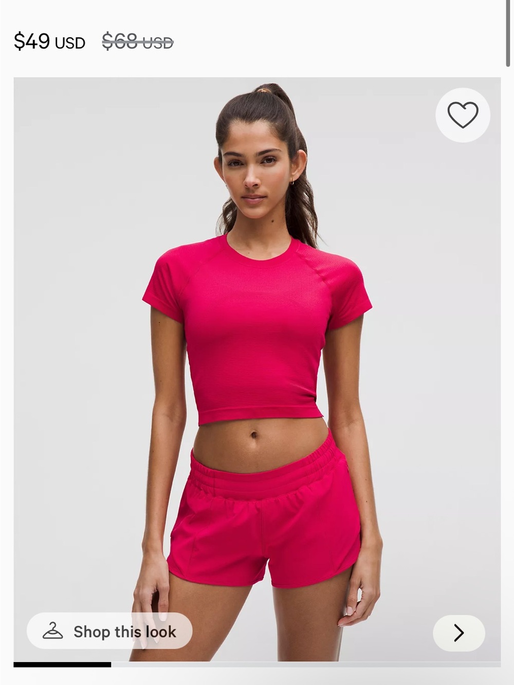 Women’s Fitted Crop Tee - Hot Pink Swiftly Tech Cropped Short-Sleeve Shirt 2.0